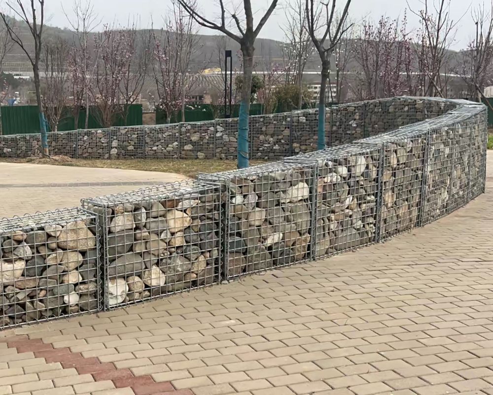 Welded gabion baskets used in modern landscape design Welded gabion baskets used in modern landscape design